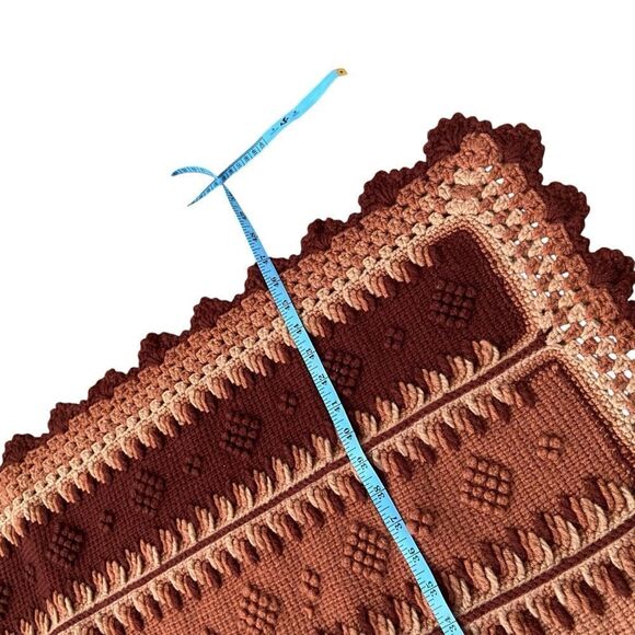 Handmade Boho Crochet Patterned Throw Blanket - Picture 9 of 10